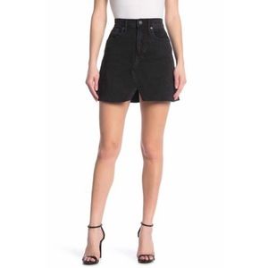 Madewell Rigid Black Raw Hem Denim Jean A Line Mini Skirt Size 2 NWT